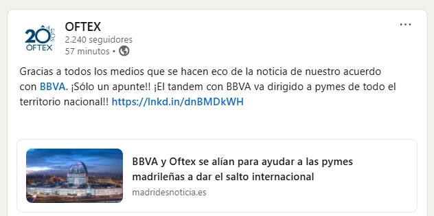 Oftex y BBVA unen fuerzas para facilitar la exportación de las pymes Oftex Empresa Consultora de Exportación